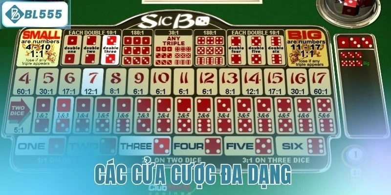 Các cửa cược đa dạng 